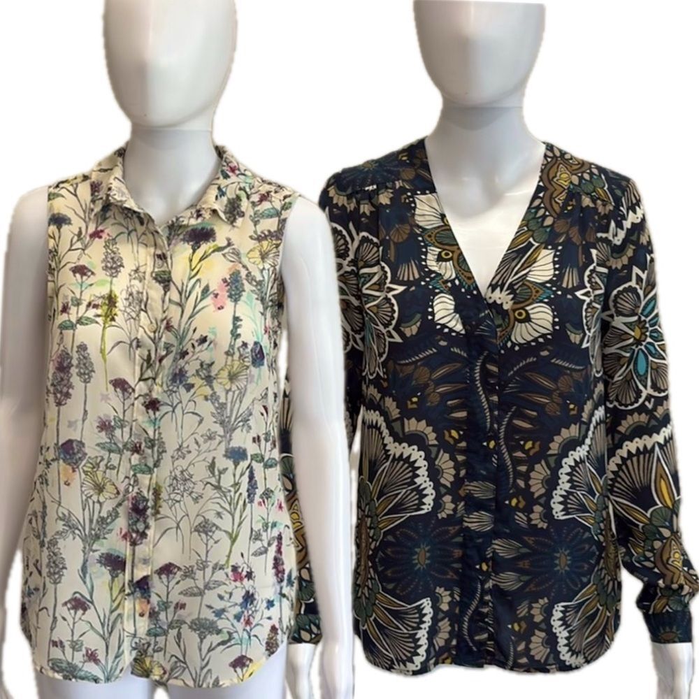 H&M Floral Button Down Shirt Bundle Set Womens Size 2 Whimsical Fairycore Hippie